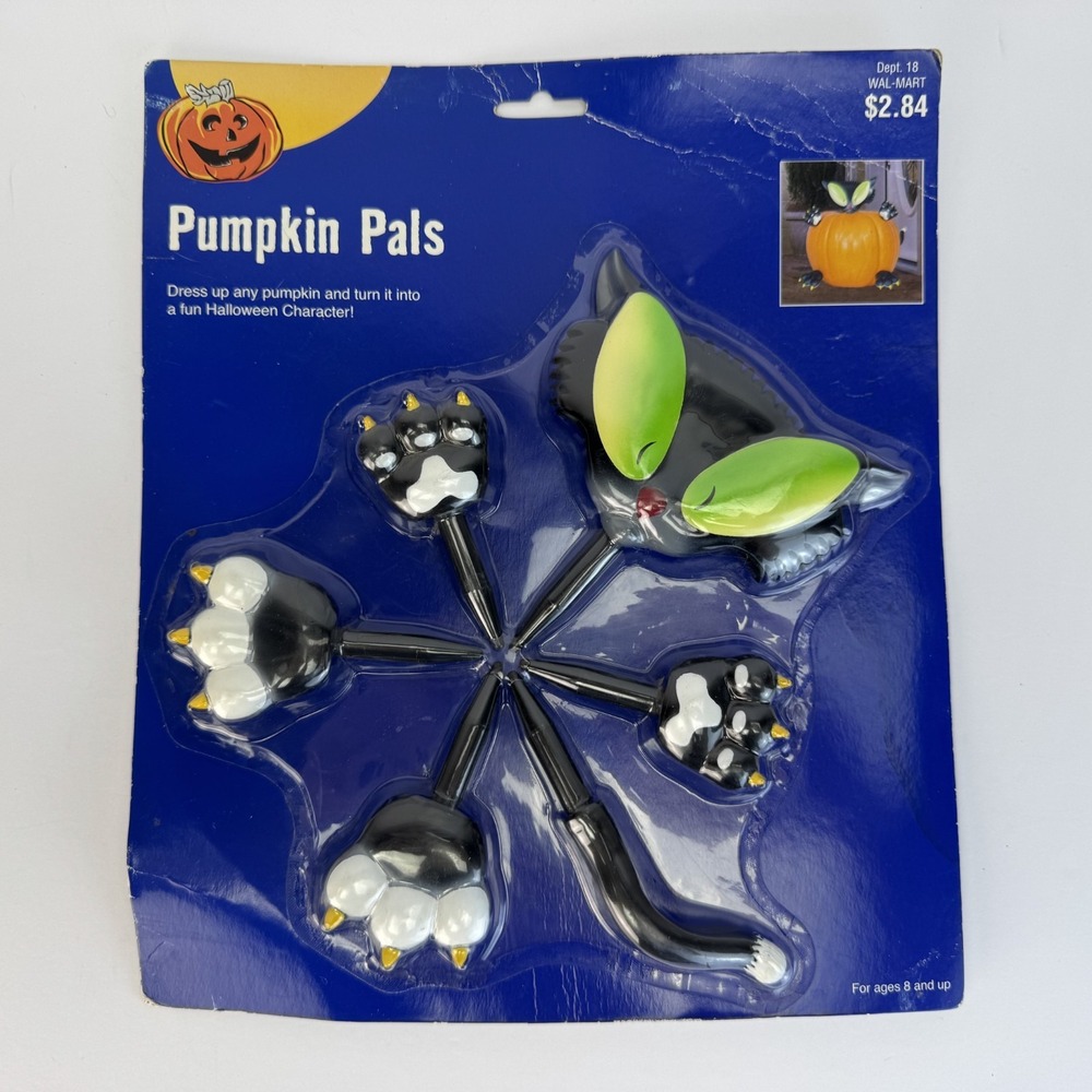 Black CAT Pumpkin Pals Dress Up Any‎ Pumpkin Halloween Character NOS